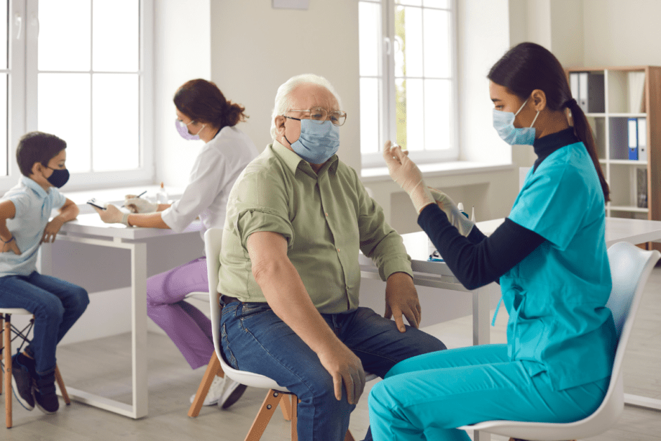 Nurse giving a flu shot