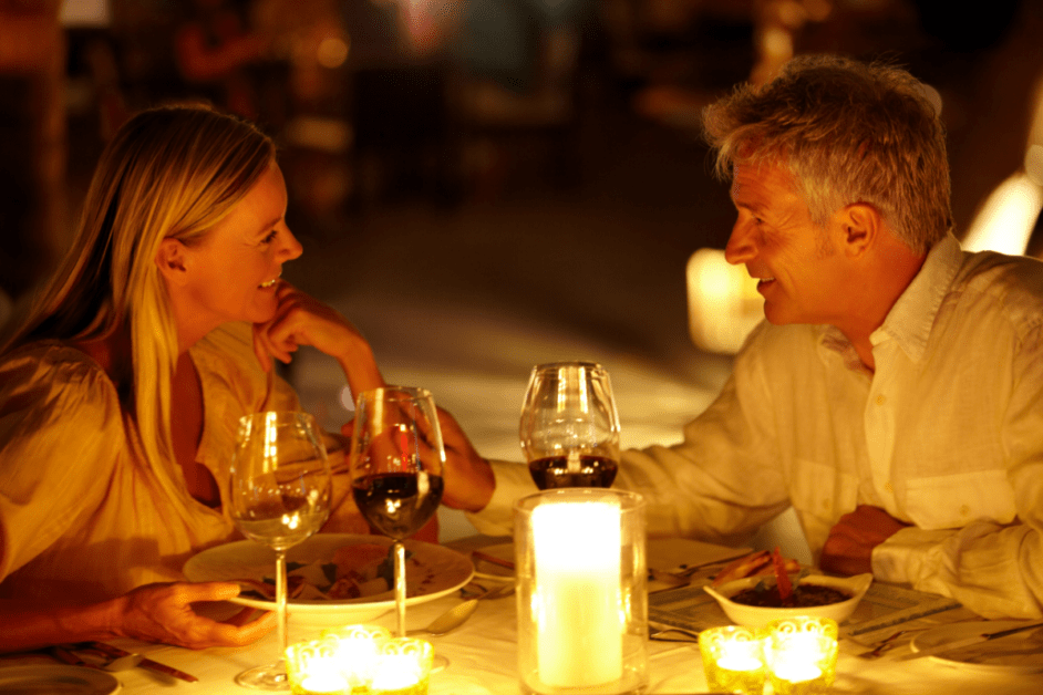 A couple on a dinner date to rekindle romance